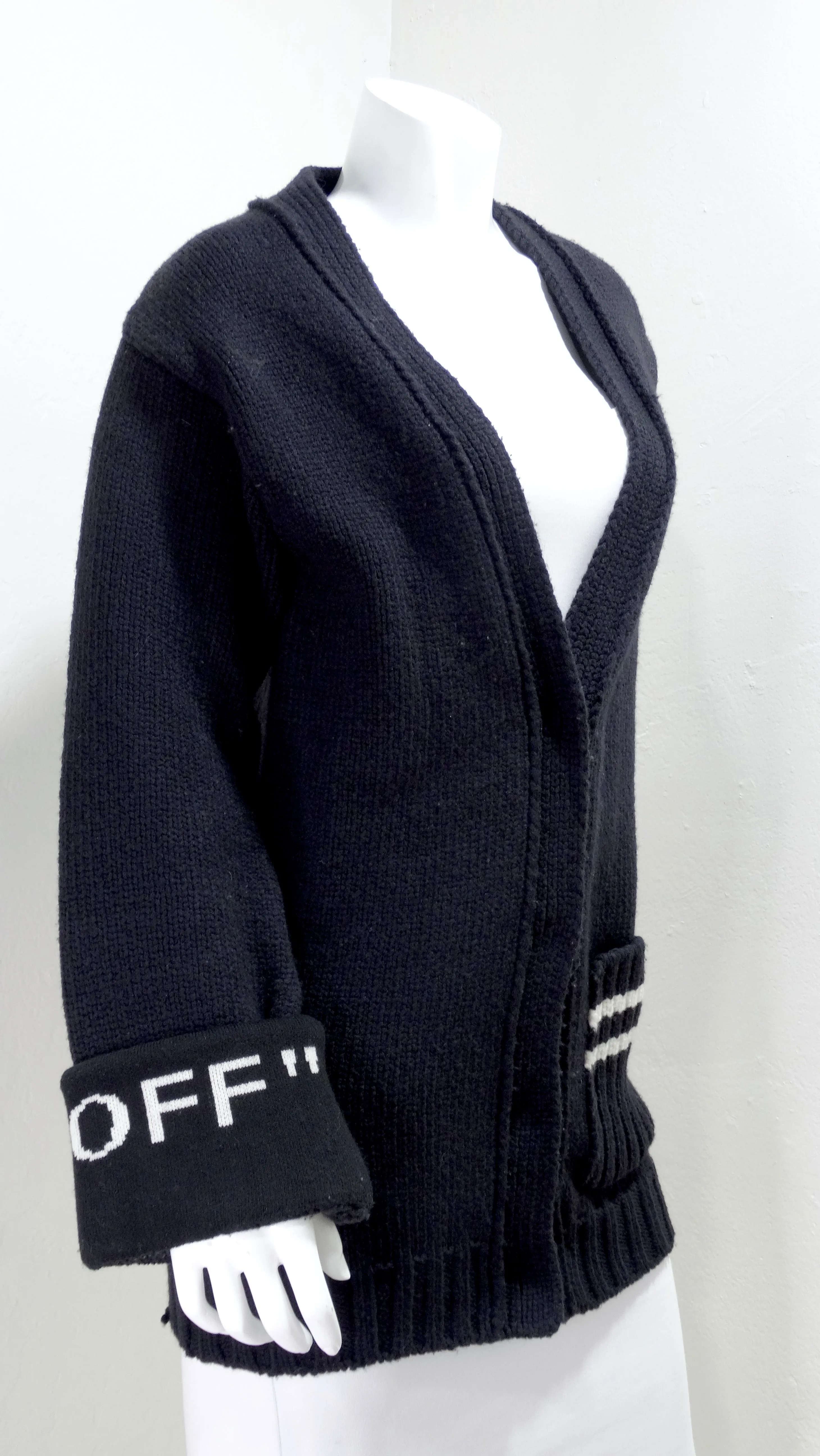 2013 Off-White Black Oversized Intarsia Cardigan