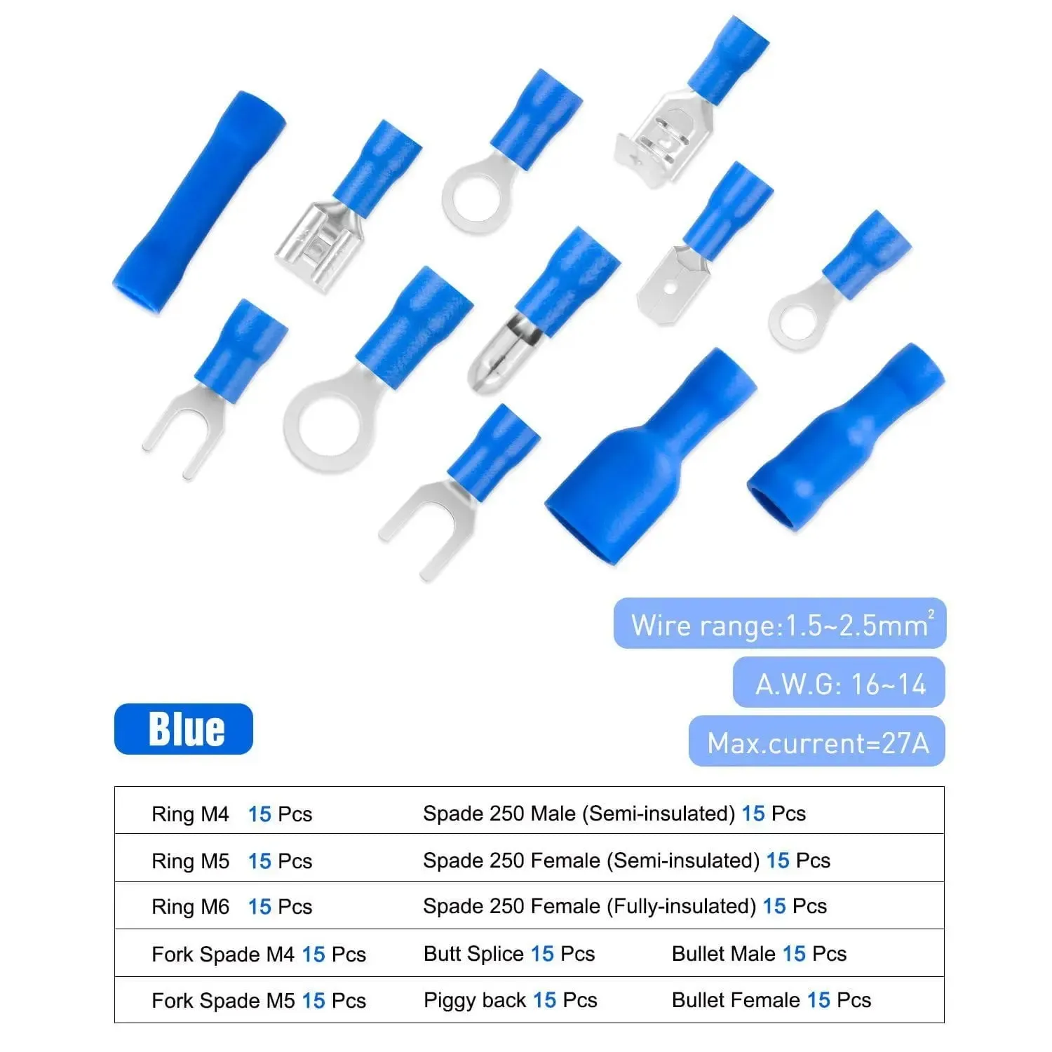 540Pcs Electrical Wire Terminal Crimp Connectors