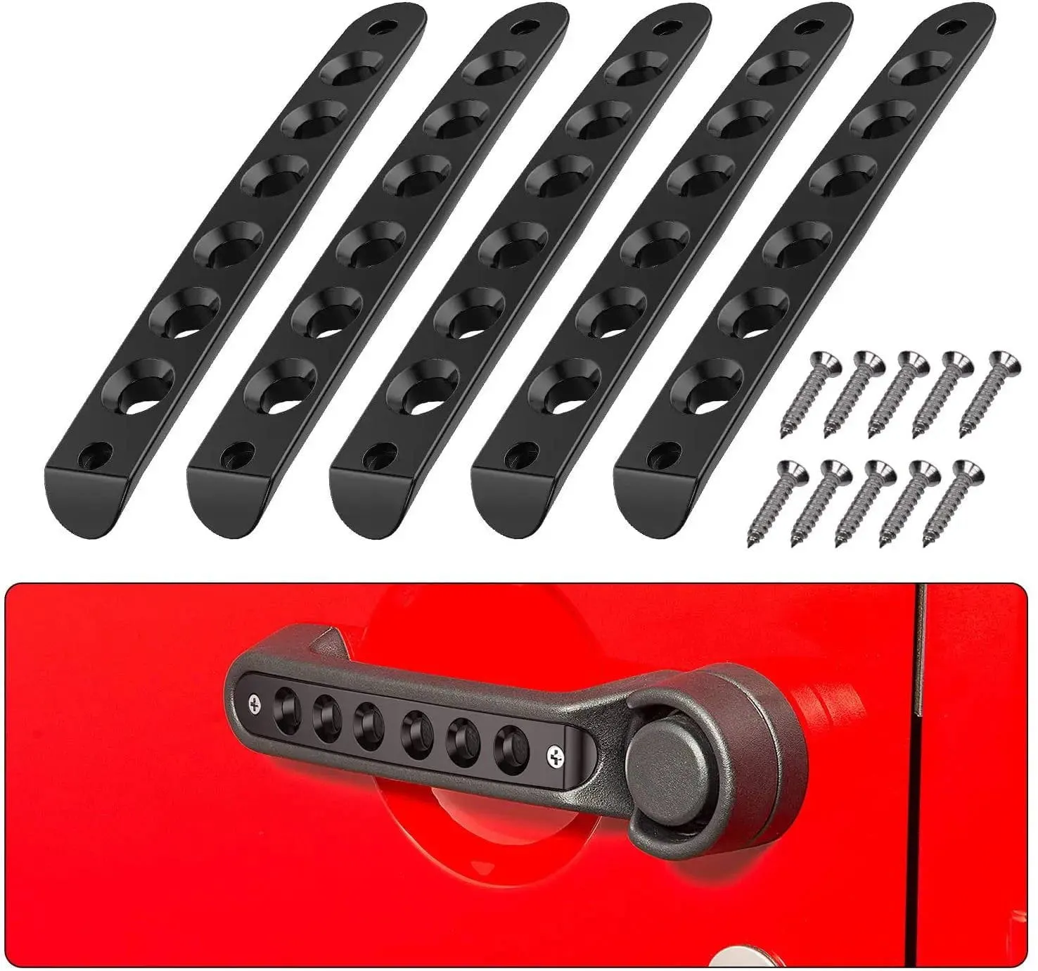 Aluminum Door Grab Handle Inserts For 2007-2017 Jeep Wrangler JK JKU