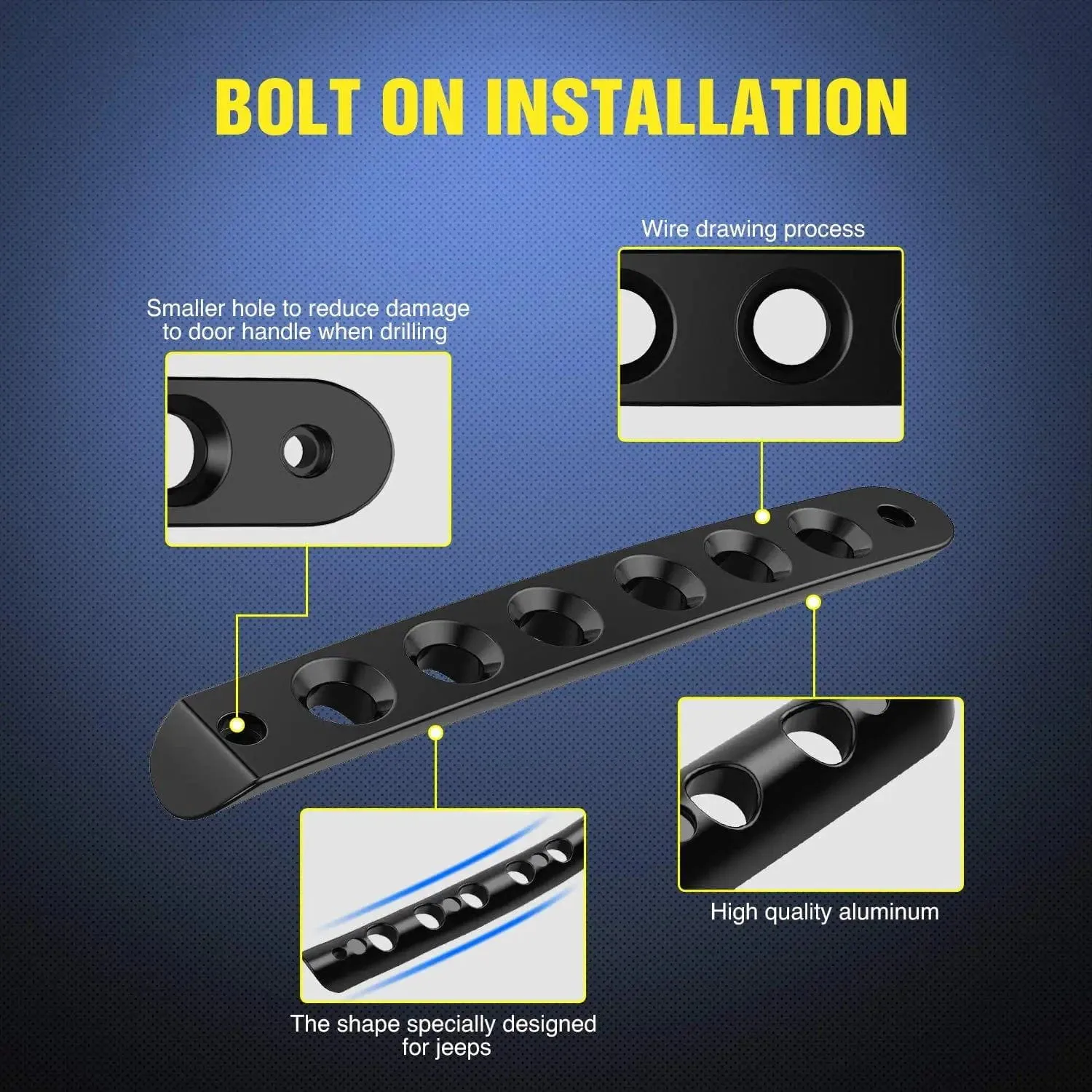 Aluminum Door Grab Handle Inserts For 2007-2017 Jeep Wrangler JK JKU