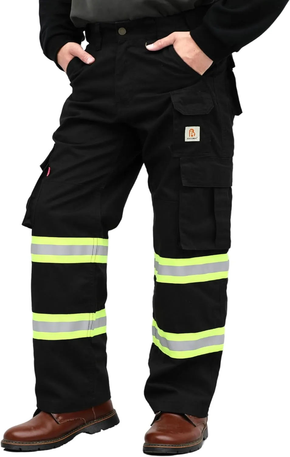 BOCOMAL FR Pants High Visibility Cargo Pockets Flame Resistant Hi-Vis Workwear Water & Oil Repellent Finish