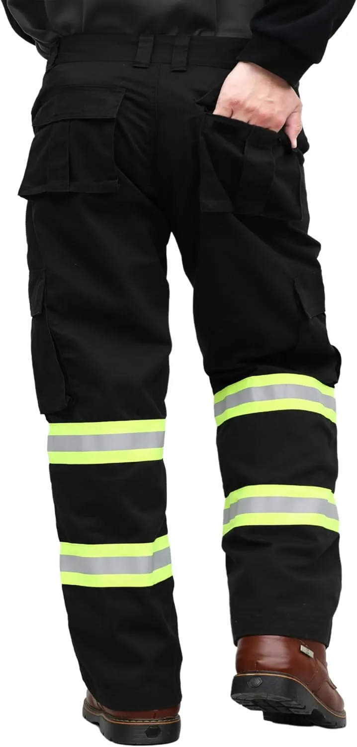 BOCOMAL FR Pants High Visibility Cargo Pockets Flame Resistant Hi-Vis Workwear Water & Oil Repellent Finish