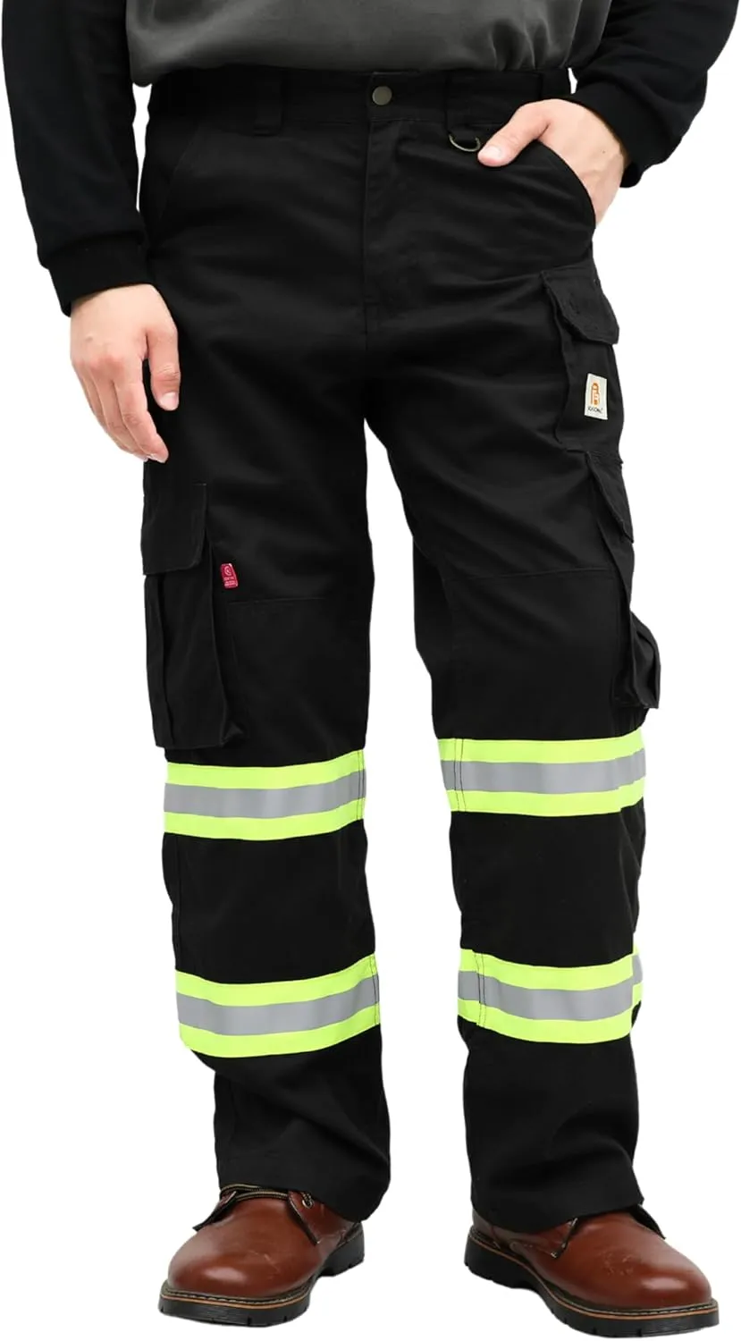 BOCOMAL FR Pants High Visibility Cargo Pockets Flame Resistant Hi-Vis Workwear Water & Oil Repellent Finish