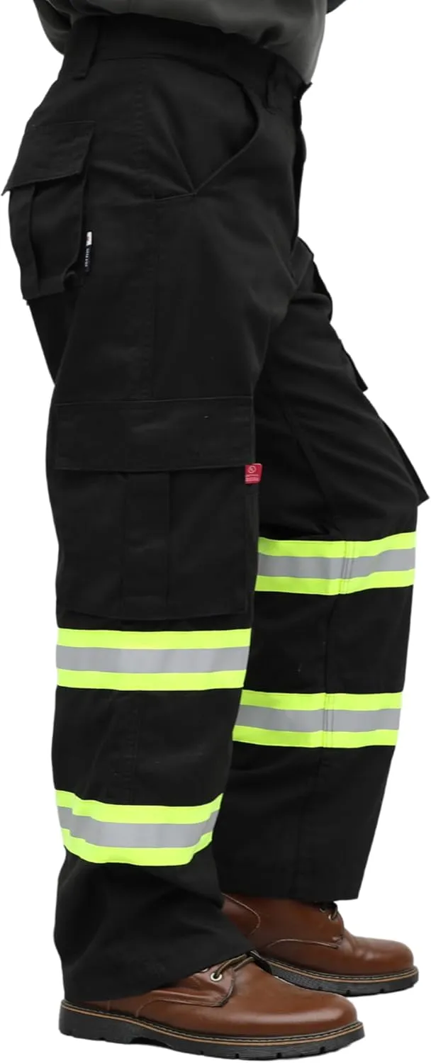 BOCOMAL FR Pants High Visibility Cargo Pockets Flame Resistant Hi-Vis Workwear Water & Oil Repellent Finish