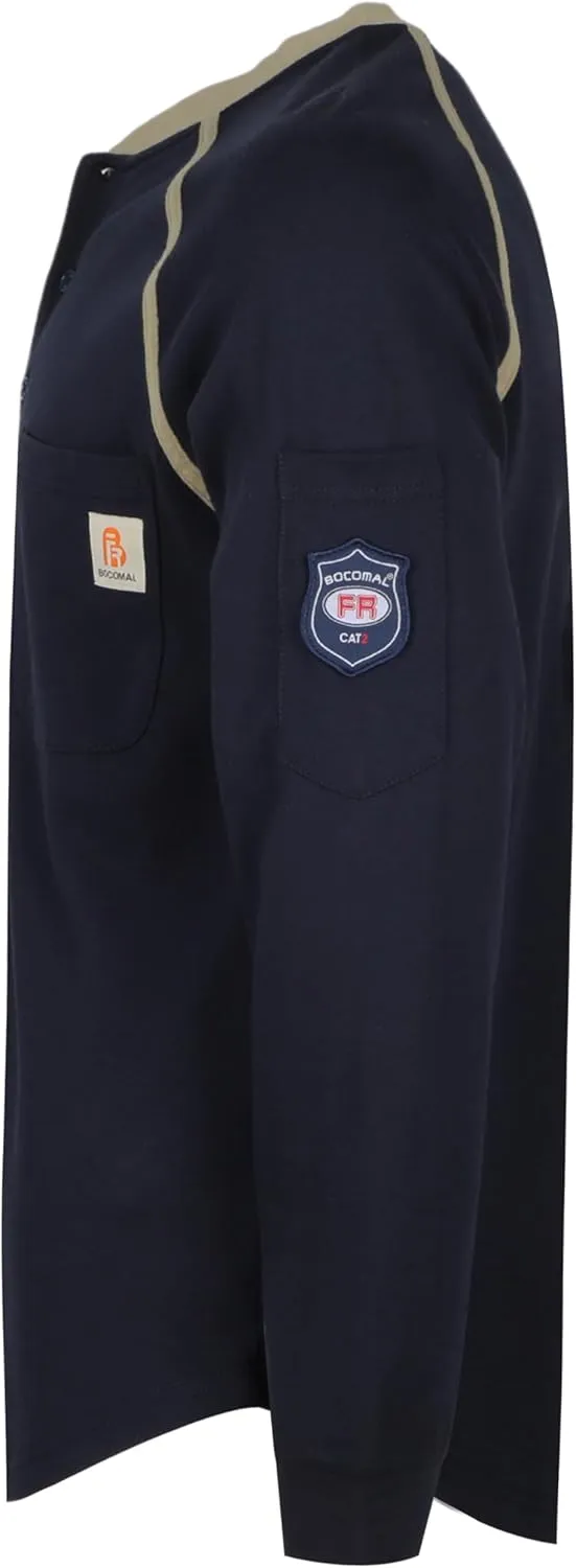 BOCOMAL FR Shirts 5.5oz Light Weight Henley and Short Sleeve Flame Resistant/Fire Retardant Clothing Shirt