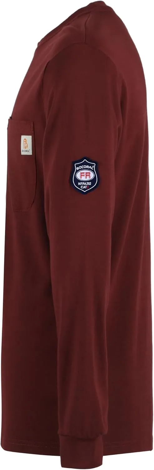BOCOMAL FR Shirts Crewneck 7oz Midweight Flame Resistant Clothing NFPA2112 CAT2 Men's Fire Retardant Work Shirt