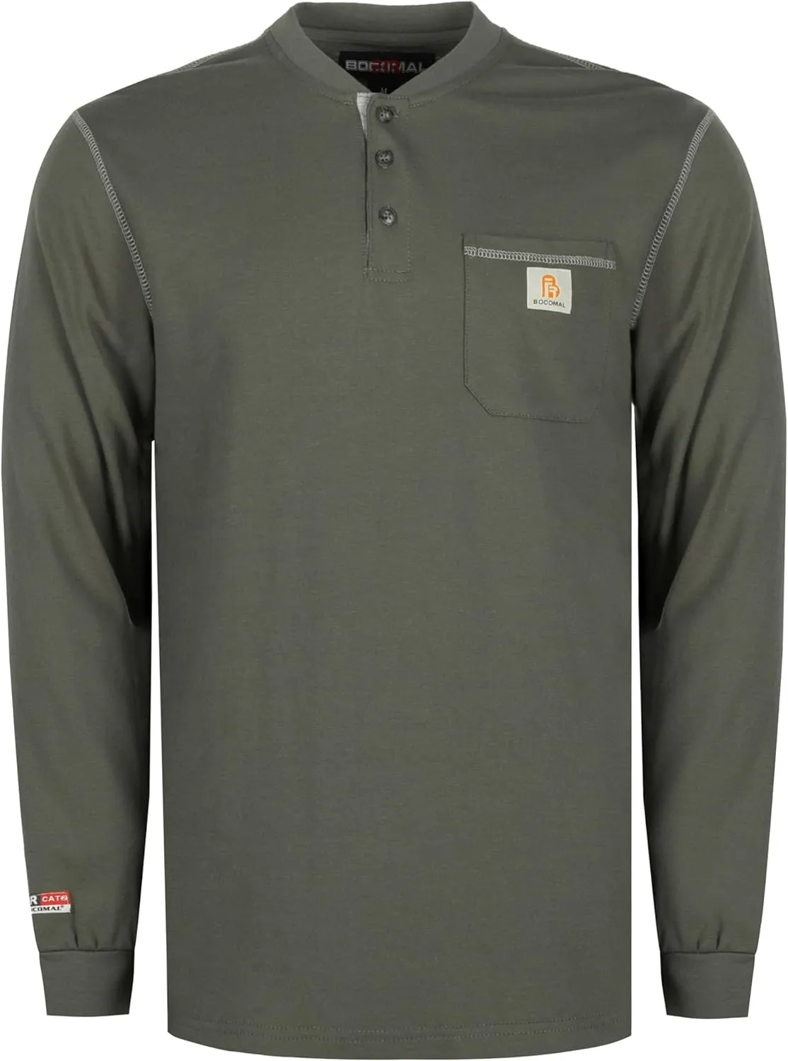 BOCOMAL FR Shirts for Men 5.5oz Lightweight Long Sleeve Work Henley Fire Resistant Shirt CAT2