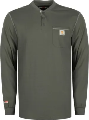 BOCOMAL FR Shirts for Men 5.5oz Lightweight Long Sleeve Work Henley Fire Resistant Shirt CAT2