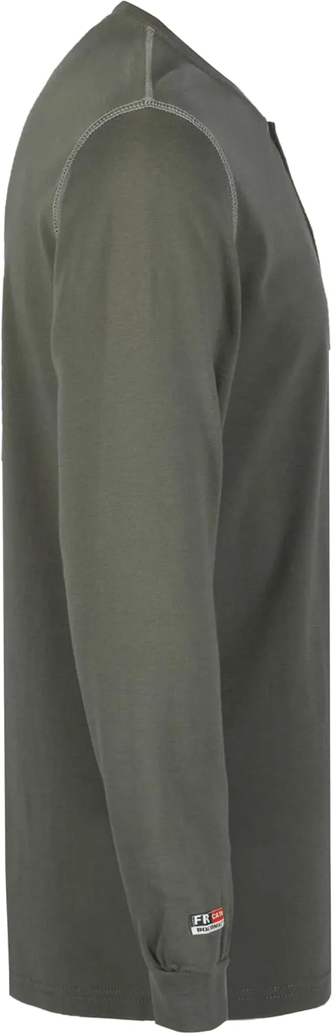 BOCOMAL FR Shirts for Men 5.5oz Lightweight Long Sleeve Work Henley Fire Resistant Shirt CAT2