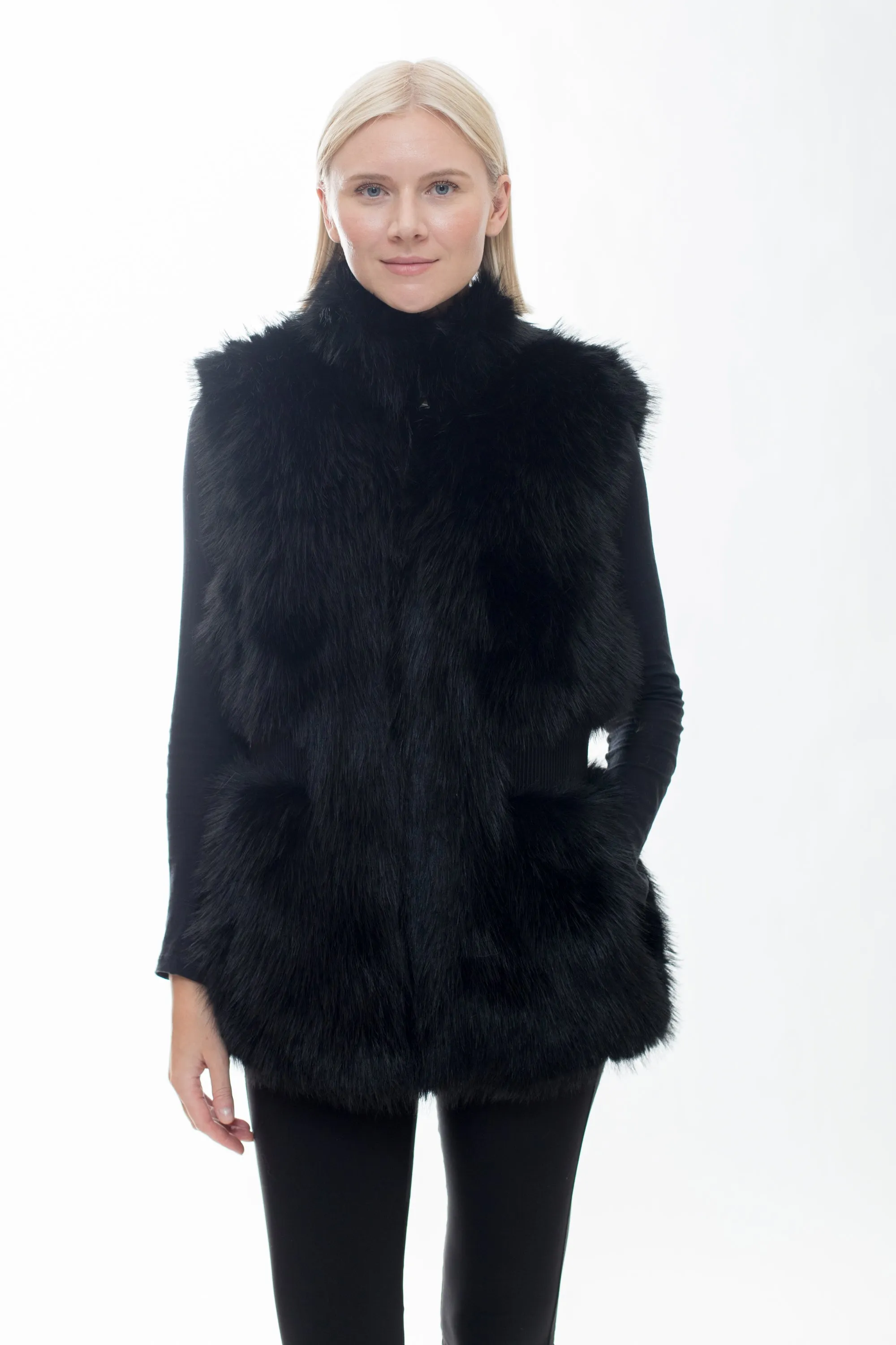 CALI - Faux Fur Longline Hooded Vest
