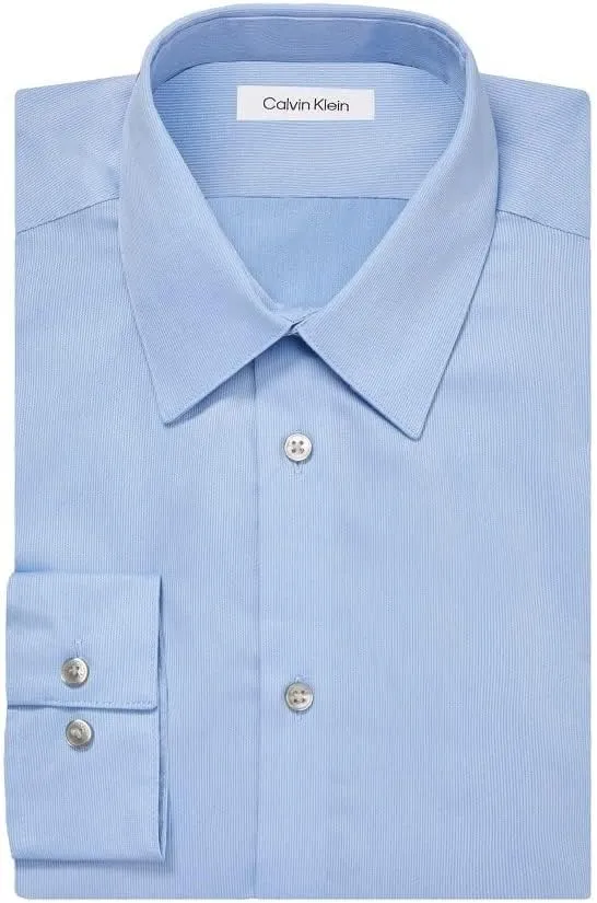 Calvin Klein Men's Slim Fit Non Iron Solid Dress Shirt - Amazon Exclusive
