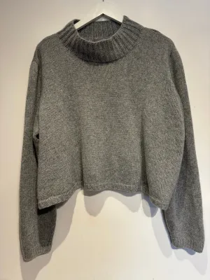 English Weather Light Grey Cashmere Cropped Sloppy Jo Sweater