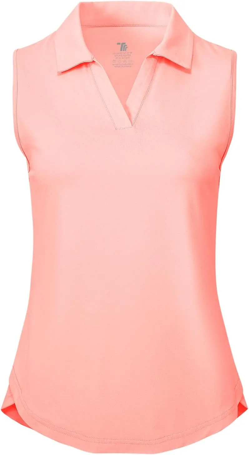 Gopune Women's Sleeveless Golf Shirts Quick Dry Lightweight UPF 50  Tennis Polo Shirts Collared V-Neck Tank Tops