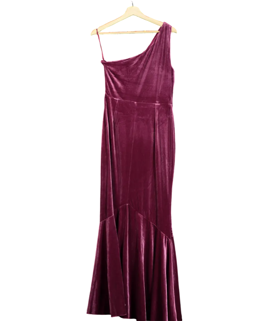 John Lewis Purple Velvet Asymmetric Fishtail Hem Dress UK 12