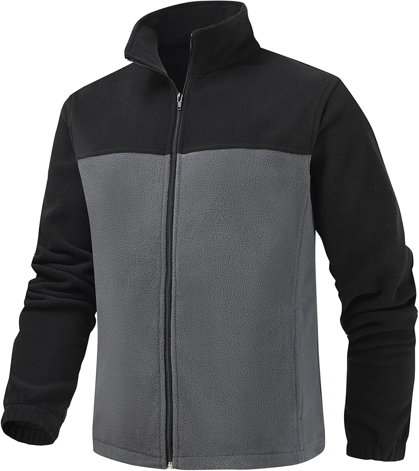 Men's Casual Outdoor Fleece Zip Jacket Long Sleeve Warm Winter Coat for Men with Zip Pocket