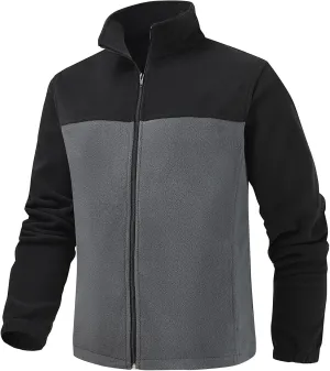 Men's Casual Outdoor Fleece Zip Jacket Long Sleeve Warm Winter Coat for Men with Zip Pocket