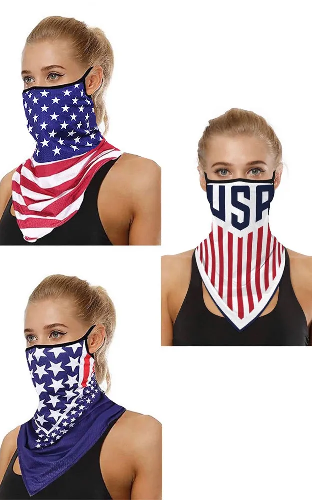 MSK04 Multiway American Flag Ear Loops Face Covering Mixed Pattern (12pcs/1pk)