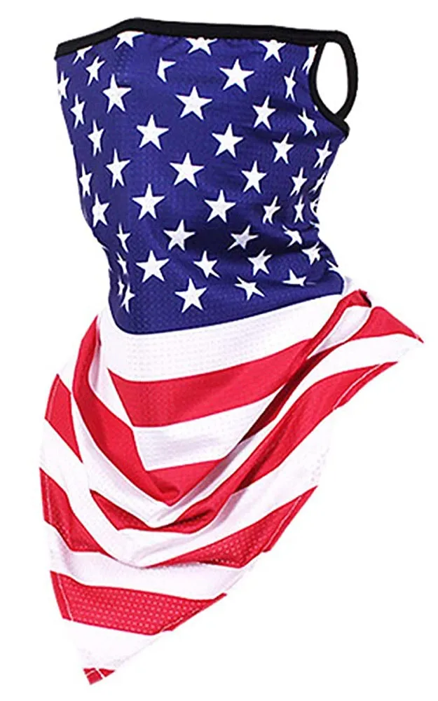 MSK04 Multiway American Flag Ear Loops Face Covering Mixed Pattern (12pcs/1pk)