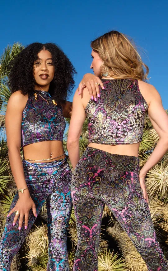 Paisley Velvet Tank Top - Purple