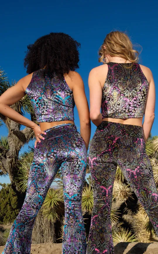 Paisley Velvet Tank Top - Purple