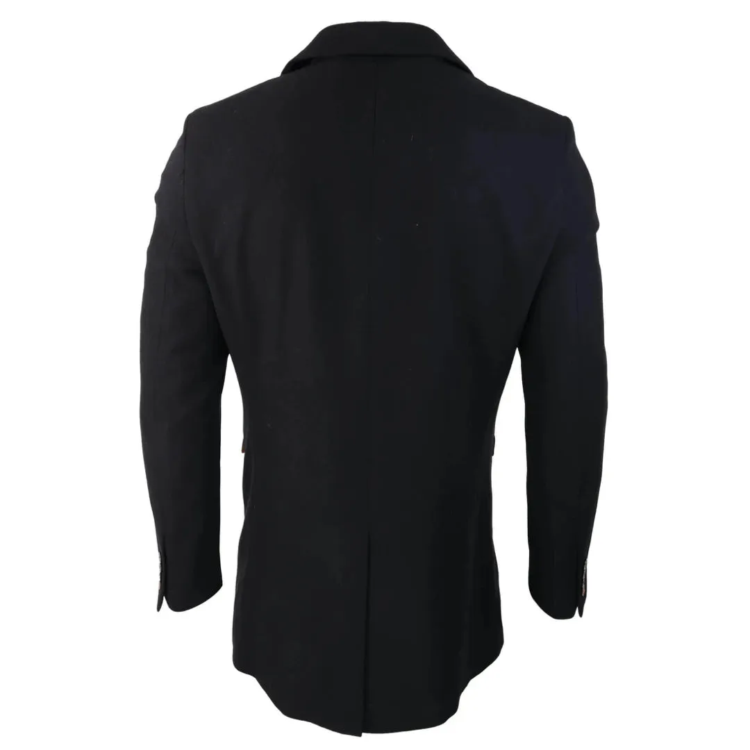 Roman - Men's 3/4 Wool Overcoat Jacket Herringbone Tweed 3 Button Coat