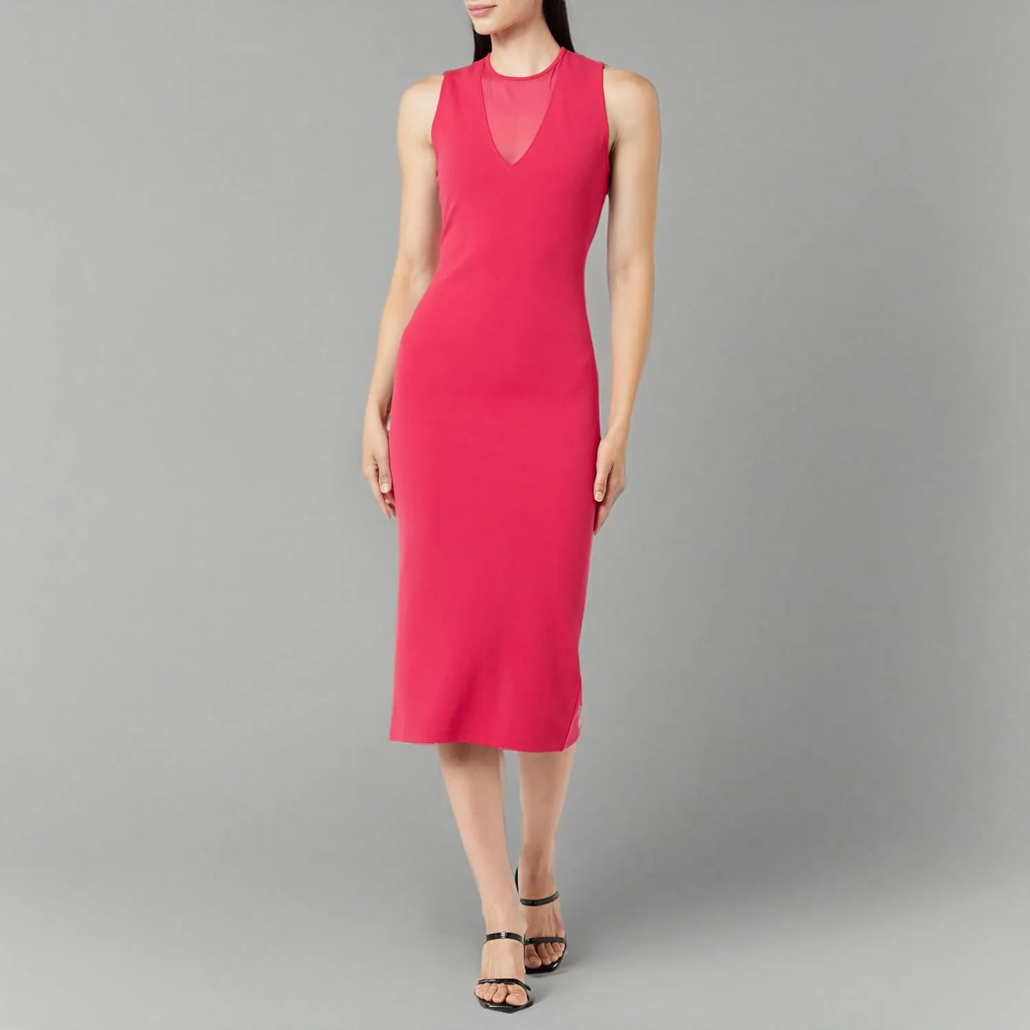 The Drop Women's Joce Mesh V-Neck Midi Dress