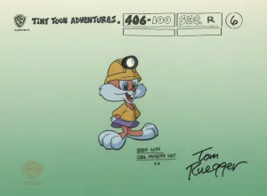 Tiny Toons Original Production Cel with Matching Drawing Signed by Tom Ruegger: Babs Bunny