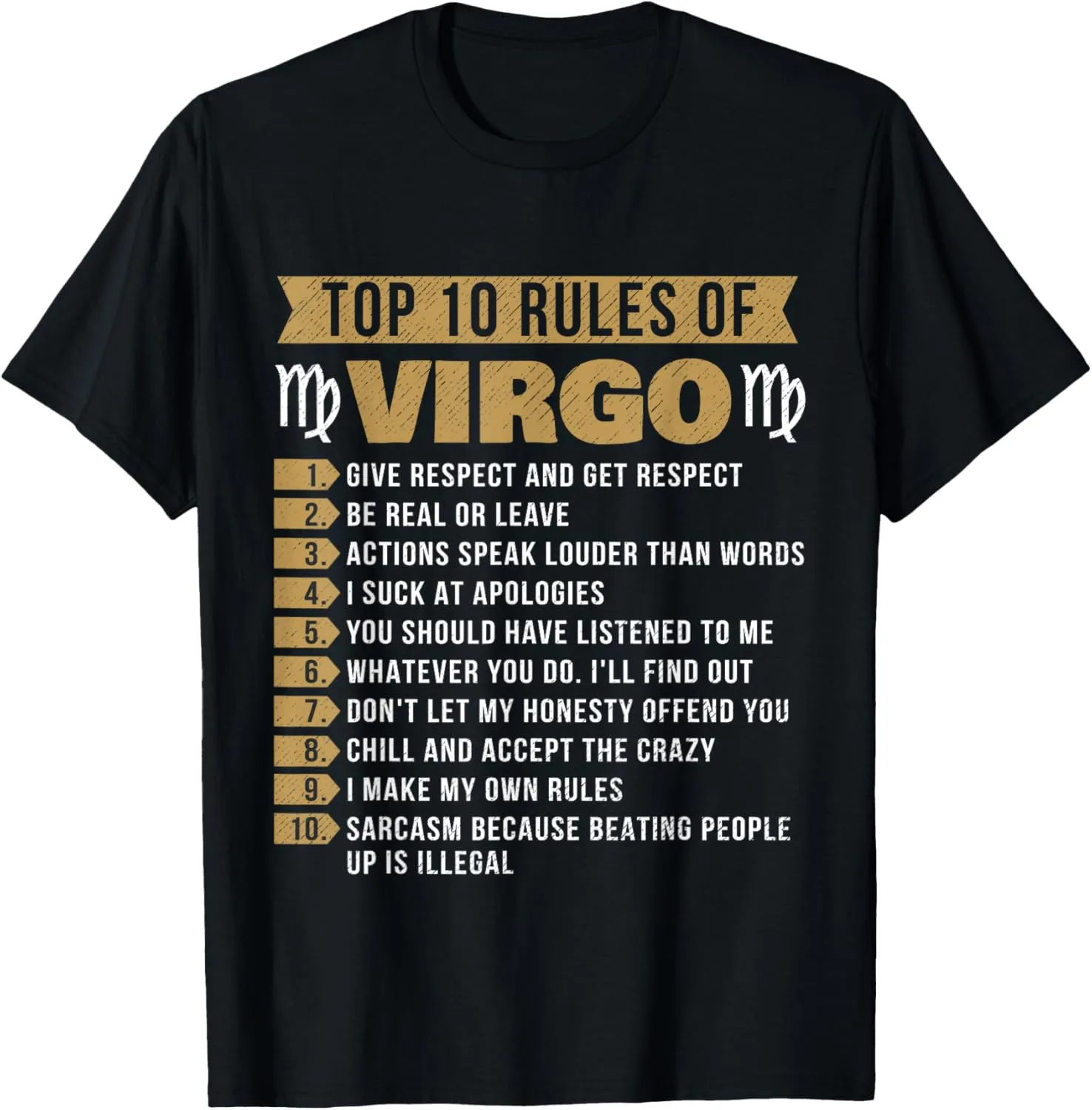 Top 10 Rules Of Virgo - Astrology Horoscope Zodiac Sign T-Shirt