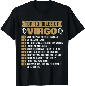 Top 10 Rules Of Virgo - Astrology Horoscope Zodiac Sign T-Shirt