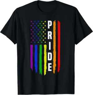 USA Flag Rainbow 4th Of July LGBTQ Gay Pride Month LGBT T-Shirt