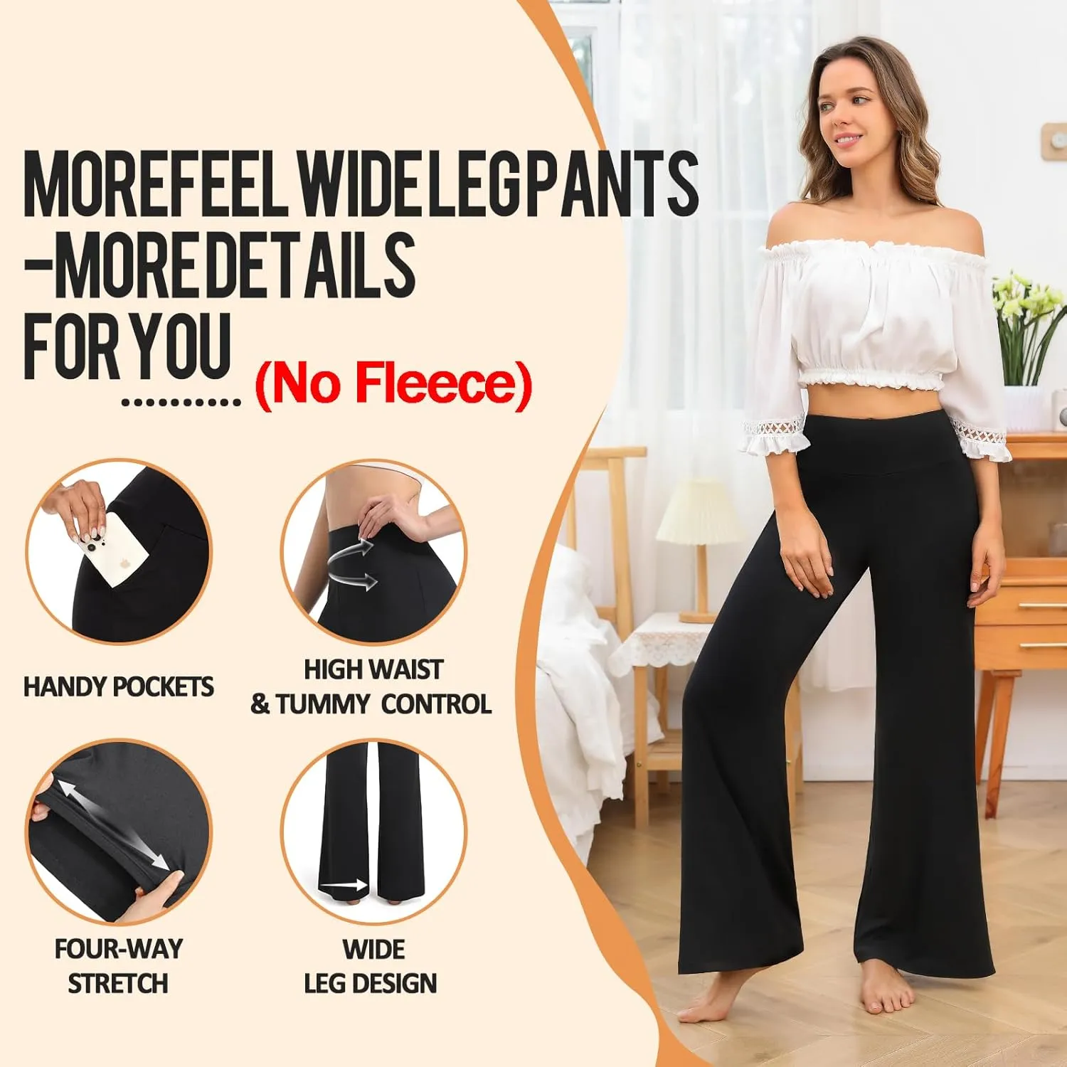 we fleece Wide Leg Pants Woman High Waist Yoga Pants with Pockets Casual Lounge Loose Dress Petitel Palazzo Sweatpants Pants