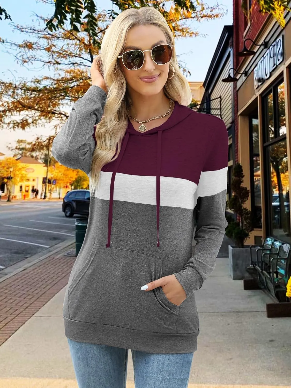 Womens Tops Ladies Tunics Casual Shirts Long Sleeve Hoodie Pullover Blouses Loose Fitting Tees Fashion Clothing Sweatshirts
